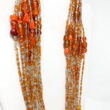 27" Orange and White Glass Bead Necklace (Dozen)