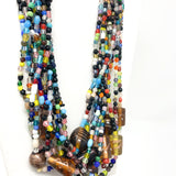 27" Multi Color with Black Glass Bead Necklace (Dozen)