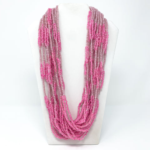 27" Pink Glass Bead Necklace  (Dozen)