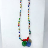 27" Multi Color with Leaves Glass Bead Necklace (Dozen)