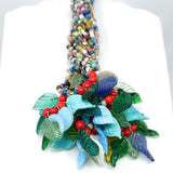 27" Multi Color with Leaves Glass Bead Necklace (Dozen)