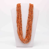 27" Clear and Orange Glass Bead Necklace (Dozen)