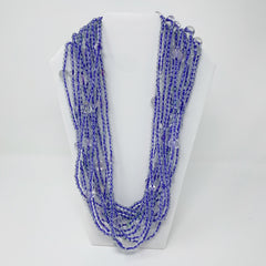27" Clear and Purple Glass Bead Necklace (Dozen)