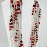 27" Clear and Red Glass Bead Necklace (Dozen)