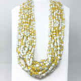 27" Yellow and White Glass Bead Necklace (Dozen)