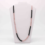 27" Pink and Black Glass Bead Necklace  (Dozen)