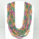 27" Pastel Pink and Green and Orange Glass Bead Necklace (Dozen)