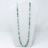 27" Clear and Light Green Glass Bead Necklace (Dozen)