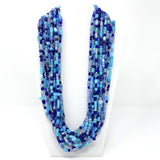 27" Royal Blue and Light Blue Glass Bead Necklace (Dozen)