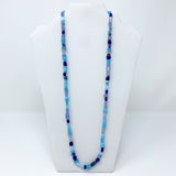27" Royal Blue and Light Blue Glass Bead Necklace (Dozen)