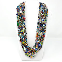 27" Multi Color Double Stranded Glass Bead Necklace (Dozen)