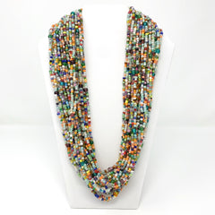 27" Multi Color Double Strand Glass Bead Necklace (Dozen)