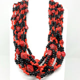 27" Red and Black Glass Bead Necklace (Dozen)