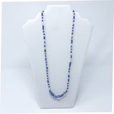 27" Blue and Clear Glass Beads with Large Clear Glass Bead Necklace (Dozen)