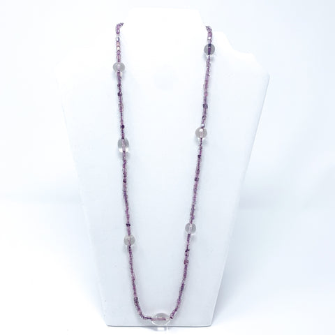 27" Purple Glass Bead with Large Clear Glass Bead Necklace (Dozen)