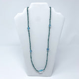 27" Green and Blue Glass Bead with Large Clear Glass Bead Necklace (Dozen)