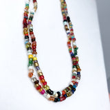 27" Warm Brown Multi Color Glass Beads Necklace (Dozen)