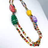 27" Multi Color Glass Beads with 4 Large Clay Bead Necklace (Dozen)
