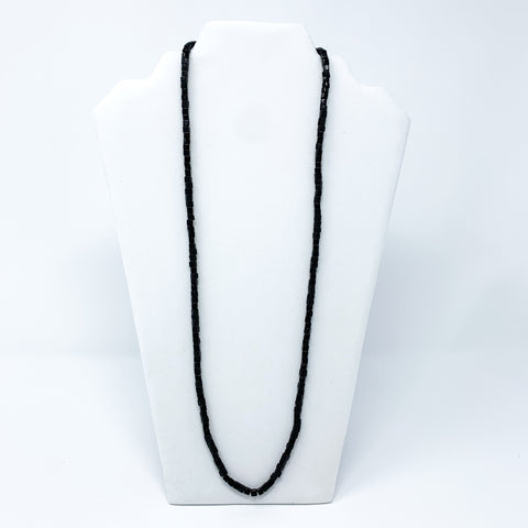 27" Black Square Glass Bead Necklace (Dozen)