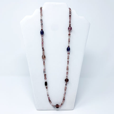 27" Light and Dark Purple Glass Bead Necklace (Dozen)