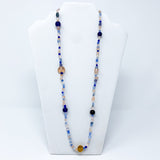 27" Peach and Blue Glass Bead Necklace (Dozen)