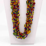 27" Blue and Green and Red and Yellow Glass Bead Necklace (Dozen)