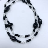 27" Black and Clear Glass Bead Necklace (Dozen)