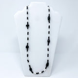 27" Black and Clear Glass Bead Necklace (Dozen)
