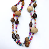 27" Multi Glass and Round Wooden Bead Necklace (Dozen)