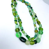 27" Assorted Green Glass Beads Necklace (Dozen)