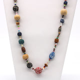 27" Assorted Glass, Clay and Wooden Beads Necklace (Dozen)