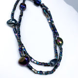 27" Black Opalescent Glass Bead Necklace (Dozen)