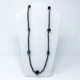 27" Black Opalescent Glass Bead Necklace (Dozen)