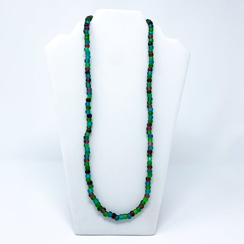 27" Purple and Teal and Green Glass Bead Necklace (Dozen)