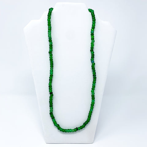 27" Green Round Glass Bead Necklace (Dozen)