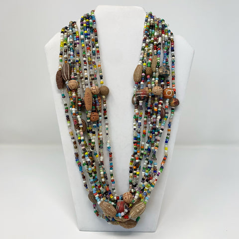 27" Multi Glass & Clay Beads Necklace (Dozen)