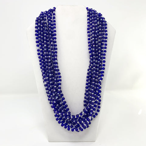 27" Blue Crystal Glass Beads Necklace (Dozen)
