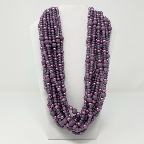 27" Purple Glass Beads Necklace (Dozen)