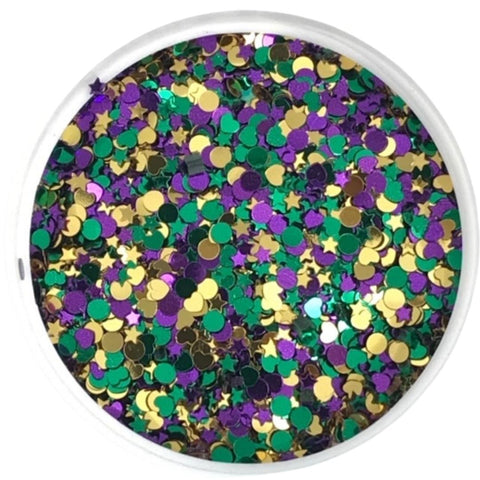 8oz Confetti - Purple, Green and Gold Assorted 3mm Shapes (Each)