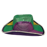 Purple, Green and Yellow LED Cowboy Hat with Fleur de Lis (Each)