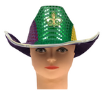 Purple, Green and Yellow LED Cowboy Hat with Fleur de Lis (Each)