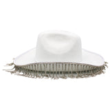 Diamante Tassel Trim Cowboy Hat - White (Each)