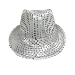 Silver LED Fedora with 14 White Lights (Each)
