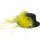 Mini Black Top Hat with Yellow Feather and Gold Stone (Each)