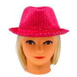 Neon Pink LED Fedora with 14 White Lights (Each)