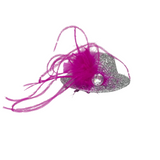 Mini Silver Top Hat with Pink Feathers and Silver Stone (Each)