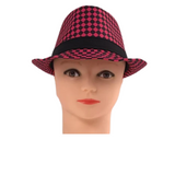 Pink and Black Houndstooth Fedora (Each)