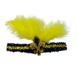 Black and Gold Sequin Headband with Fleur de Lis and Feathers (Each)