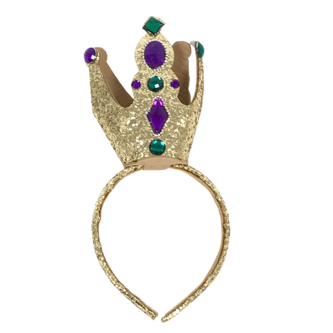 Gold Glittered Crown With Purple, Green and Clear Stones (Each)