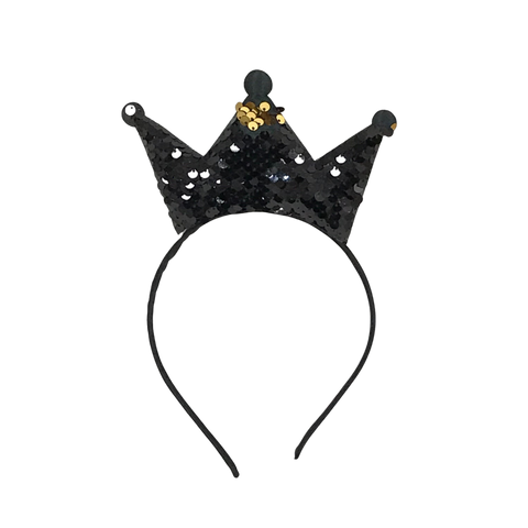 Black and Gold Sequin Crown Headband (Each)